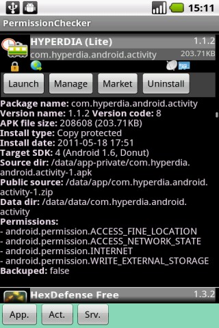 PermissionChecker セキュリティや個人情報に関する権限をアイコン表示で表示