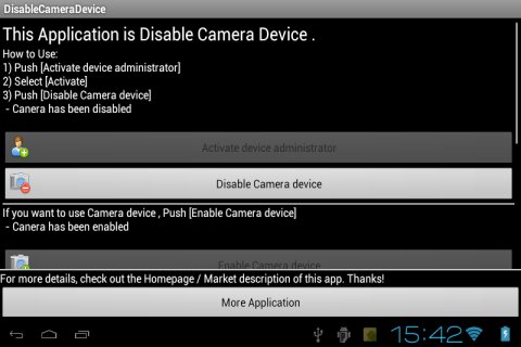 Android DisableCameraDevice カメラ機能を無効にする ICS専用アプリ