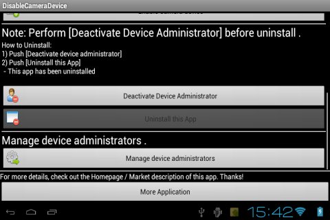 Android DisableCameraDevice カメラ機能を無効にする ICS専用アプリ