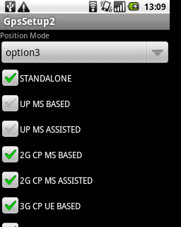 三星の Android端末 Galaxy I5508の GPSの設定の隠しコマンド