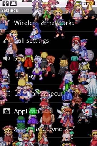 Android 東方Project キャラクター勢揃い 歩き in 画面