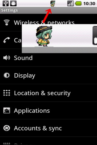 Android 東方地霊殿 古明地 こいし 歩き in ステータスバー