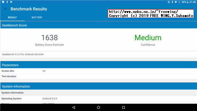 Geekbench 4.3.4 Score VOYO I8 Pro tablet