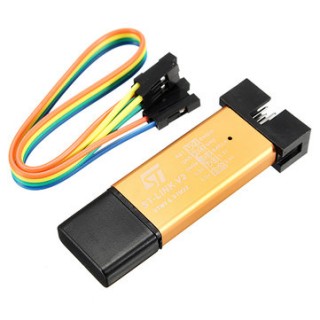 3.3V 5V XTW ST-LINK V2 STM8 / STM32 Simulator Programmer Downloader Debugger 500MA Fuse Short-Circuit Protection Aluminum Alloy U Disk Shell With 20cm Dupont Wire