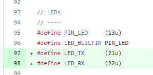 1.0.4で TXと RXの LED定義が追加になりました！
