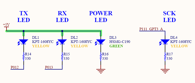 Arduino UNO R4 Minimaの LED部分の回路図