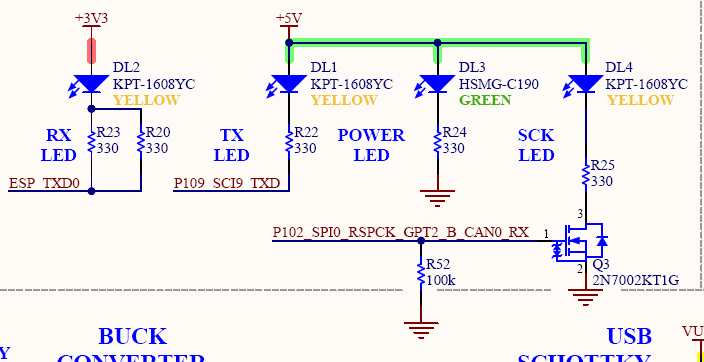 Arduino UNO R4 WiFiの LED部分の回路図