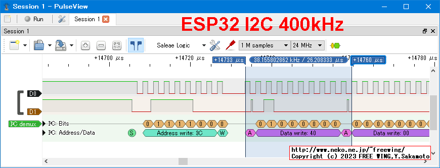 ESP32 I2C SCLK frequency 400kHz