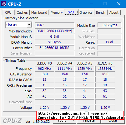 G.Skill ノートパソコン用メモリ DDR4 2666MHz (PC4-21300) 1.2V 16GB SODIMM F4-2666C18S-16GRS
