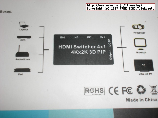 HDMI切替器 セレクター 4入力1出力 PIP機能付き 4K 3D対応