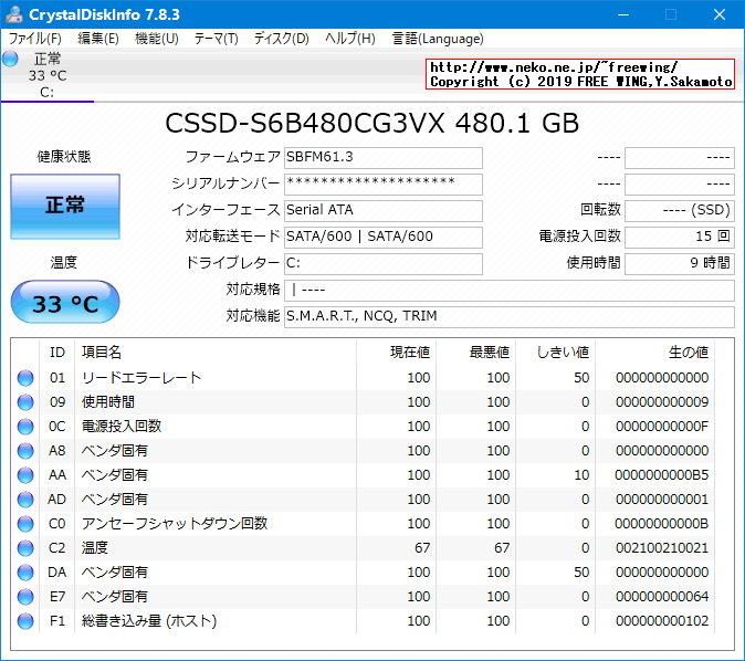 hp Pro Book 430 G3 N6P79AVの SSDのベンチマーク