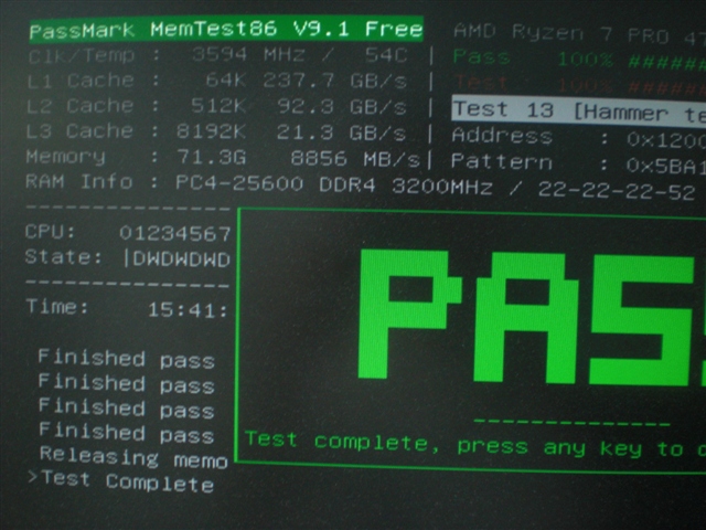Lenovo ThinkCentre M75s Small Gen2 AMD Ryzen 7 PRO 4750G MemTest86