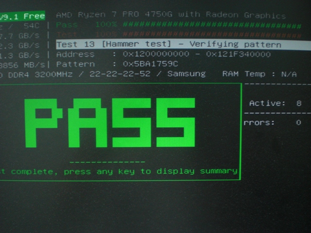 Lenovo ThinkCentre M75s Small Gen2 AMD Ryzen 7 PRO 4750G MemTest86