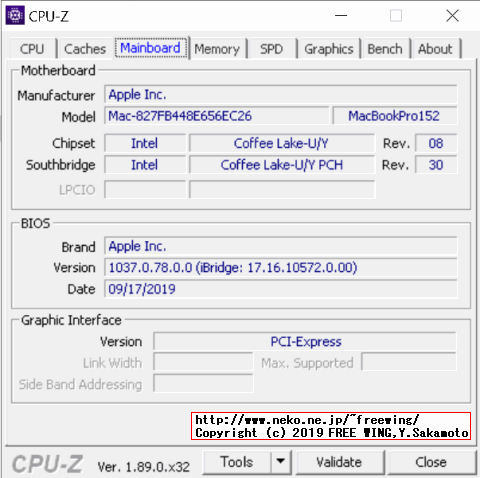 MacBook Pro 2018 13インチ A1989モデル Core i7-8559Uに Windows 10 ベンチマーク