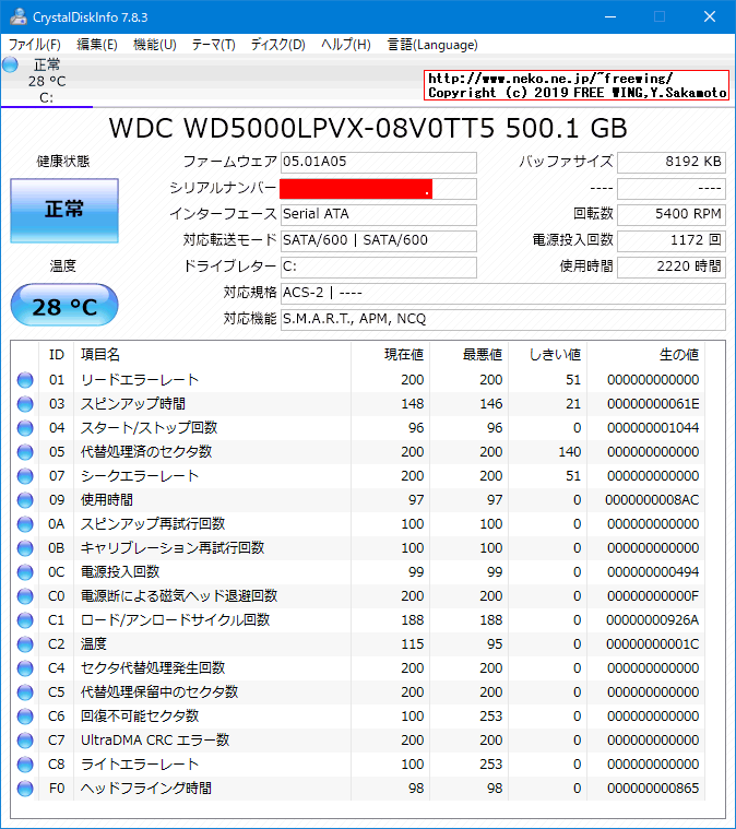 NEC VersaPro VK25LC-K PC-VK25LCZDKの HDDのベンチマーク