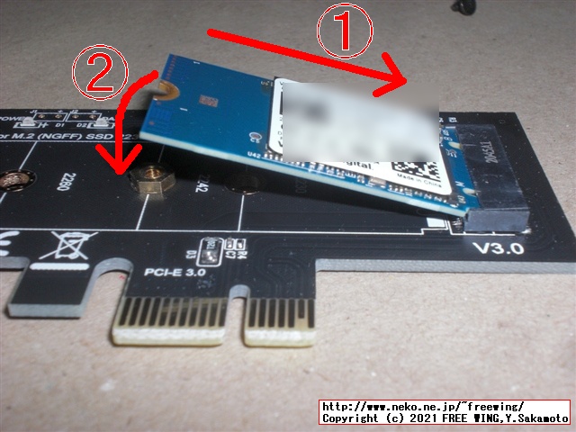 PCIe x1用 M.2 NVMe SSD増設カード、変換基板 PCENVME-N01 VER006S V3.0