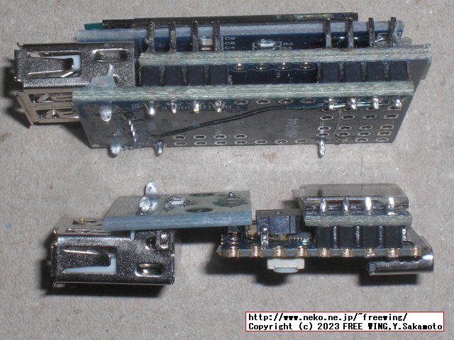 RP2040 Keyboard Quantizer Miniと Pro Micro ＋ MAX3421Eとの比較写真