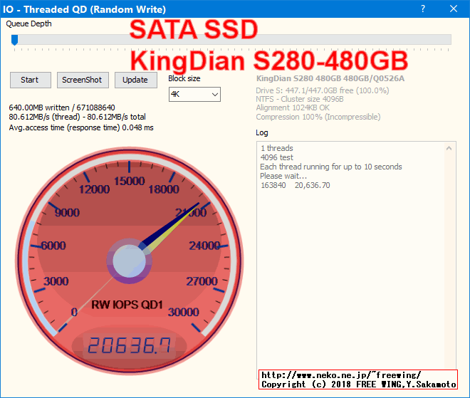 KingDian 480GB SSD S280-480GBの内部データ、ベンチマーク