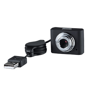 簡単接続、さらに巻取りケーブル付きで持ち運びに便利なコンパクトPCカメラ。ブラック。 CMS-V28SETBK