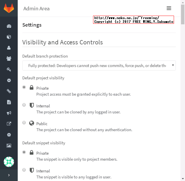 GitLab CE版 - Admin Area - Settings