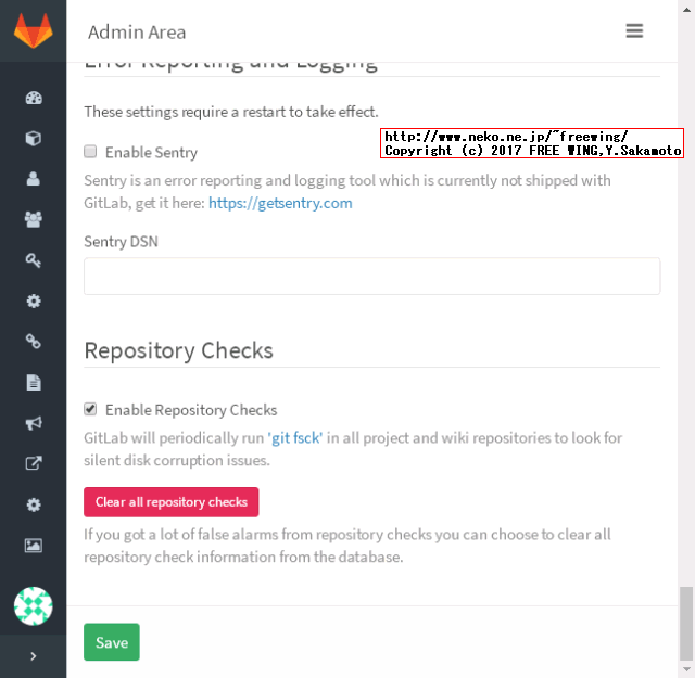 GitLab CE版 - Admin Area - Settings