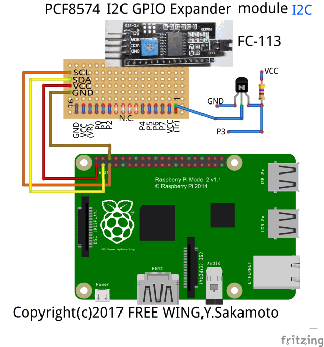 Raspberry Piに I2Cバス対応 PCF8574リモート 8ビット I/Oエクスパンダを接続する方法