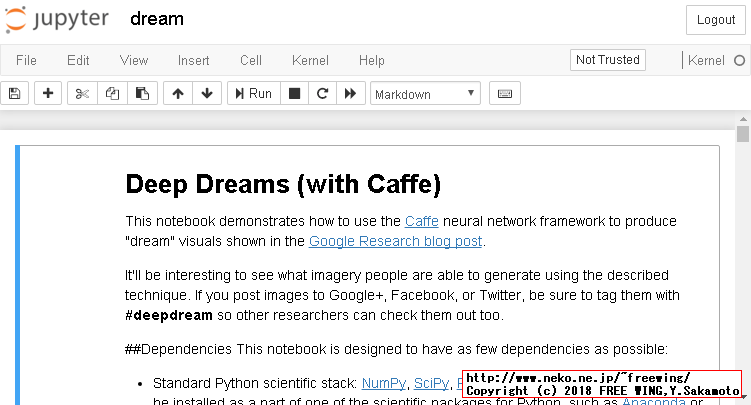 Raspberry Piで IPython Notebookを動かして、Google DeepDreamを動かした所