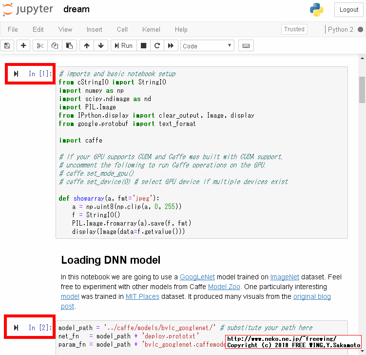 Raspberry Piで IPython Notebookを動かして、Google DeepDreamを動かした所