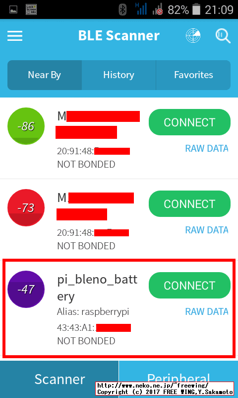 Bluetooth BLE blenoの battery.js バッテリー残量のサンプル