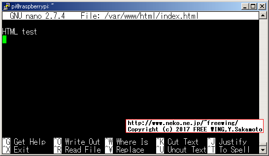 Webサーバの内容をブラウザで表示する。HTML編