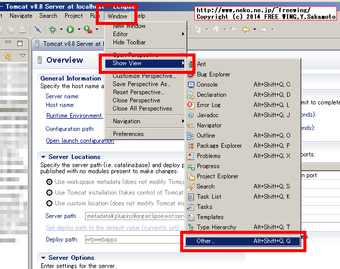 Eclipse Apache Tomcat server Timeout settings
