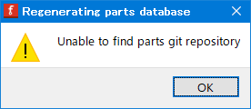 Fritzing Build Error Unable to find parts git repository