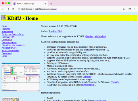 KDiff3 無料で使える macOS Mojave対応のテキスト差分比較アプリ