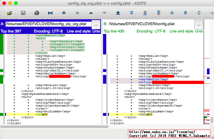 Clover Configuratorで変更した差分