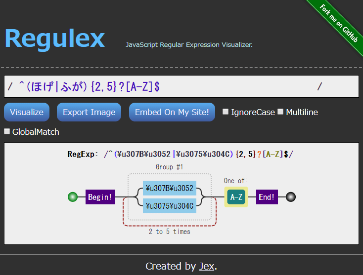 Regulex JavaScript Regular Expression Visualizer