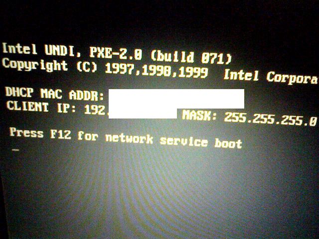 クライアント側の PXE-Boot画面(キター!!)