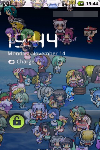 Android 東方Project キャラクター勢揃い 歩き in ステータスバーと画面