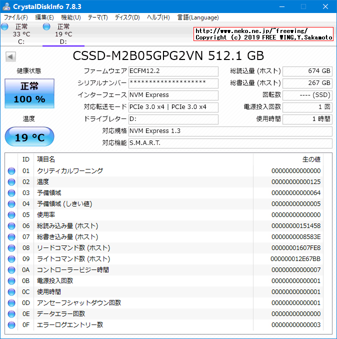 CFD PG2VN シリーズ M.2接続 SSD (512GB) CSSD-M2B05GPG2VNのベンチマーク レビュー