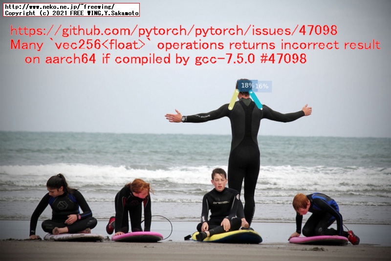 openpifpaf with PyTorch 1.7.1 and gcc 7 bug operations returns incorrect result on aarch64 if compiled by gcc-7.5.0 #47098