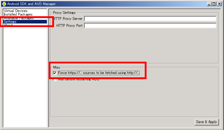 Android Development Tools (ADT)のインストールで エラーの場合