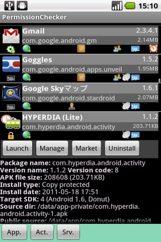 PermissionChecker セキュリティや個人情報に関する権限をアイコン表示で表示