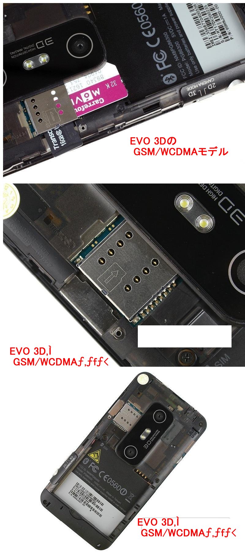 EVO 3D CDMA Sprint SIMカード(UIM Card)スロット追加改造