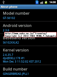 GALAXY Y Duos GT-S6102 購入した DUOSの仕様