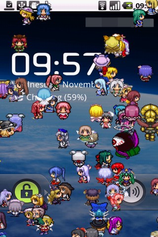 Android 東方Project キャラクター勢揃い 歩き in ステータスバーと画面