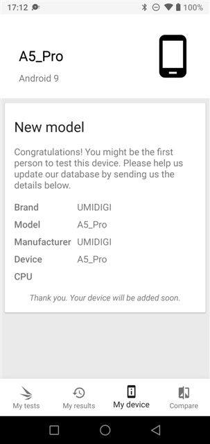 3DMark v2.0.4608 UMIDIGI A5 Pro MT6763 Helio P23