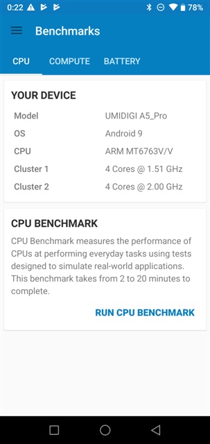 Geekbench 4.4.1 UMIDIGI A5 Pro MT6763 Helio P23