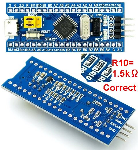 STM32 正常品 R10の抵抗が 1.5kΩ