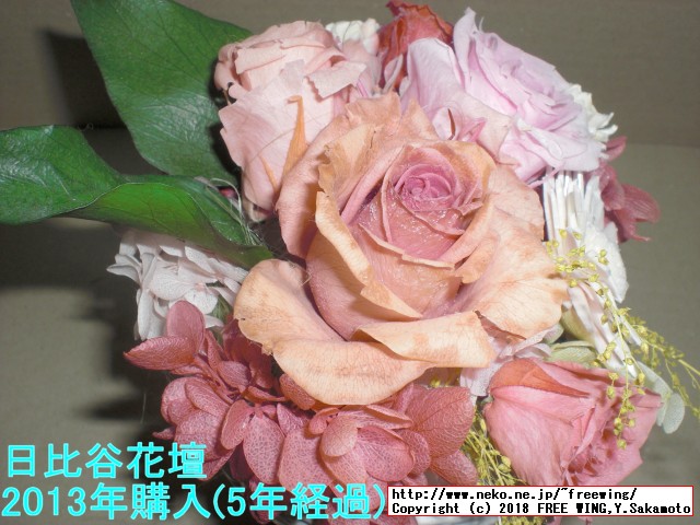 日比谷花壇で購入のプリザーブドフラワー 5年経過