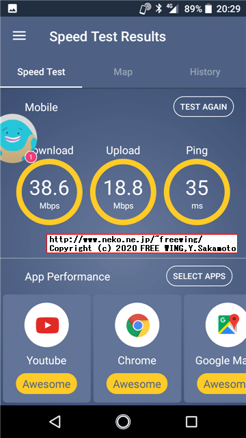 楽天モバイル UN-LIMIT用のデータ通信の通信速度 SPEED TEST