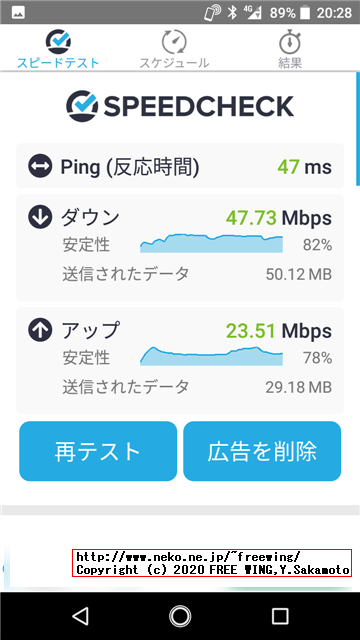 楽天モバイル UN-LIMIT用のデータ通信の通信速度 SPEED TEST